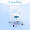 Commode Shower Chair Toilet 2in1 Medical Bath Stool Bathroom Bedside Seating Furniture Folding with Back Arms for Elderly Mobility Disability Aid