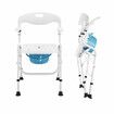 Commode Shower Chair Toilet 2in1 Medical Bath Stool Bathroom Bedside Seating Furniture Folding with Back Arms for Elderly Mobility Disability Aid