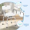 Swivel Shower Chair Medical Bath Seat Stool Adjustable Bathroom Tub Transfer Bench 360° Rotating Bedside Mobility Aid Back Arm Raised Seating Elderly