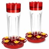 Plastic Hummingbird Feeders for Outdoors Hanging Ant and Bee Proof,2 Pack Hummingbird Feeder with 5 Feeding Ports and Perches,Built-in Ant Moat