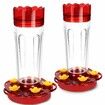 Plastic Hummingbird Feeders for Outdoors Hanging Ant and Bee Proof,2 Pack Hummingbird Feeder with 5 Feeding Ports and Perches,Built-in Ant Moat