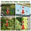Plastic Hummingbird Feeders for Outdoors Hanging Ant and Bee Proof,Red Hummingbird Feeder with 5 Feeding Ports and Perches,Built-in Ant Moat