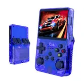 128G Handheld Game Console with 3D Dual System Portable Retro GBA Console, 3D Classic Open Source 3.5 inch IPS Screen Handheld, Blue