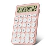 Cute Calculators Desktop Size 16 x 11cm, Battery 12 Digit Desk Calculator Extra Large LCD Display, Pink