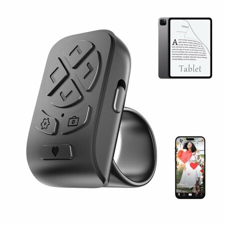 Scrolling Ring Remote for TikTok YouTube Instagram Shorts Video,Scroller Page Turner Clicker for Kindle APP,Remote Shutter Control for iPhone Camera