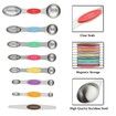 Measuring Cups and Spoons set of 17 Stainless Steel Measuring Cups Double Sided Magnetic Spoons Color Raindow