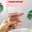 Foldable Silicone Cups,Travel Coffee Cups With Plastic Lids,Reusable Cup Set Suitable For Camping And Hiking Color Pink