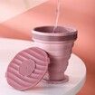 Foldable Silicone Cups,Travel Coffee Cups With Plastic Lids,Reusable Cup Set Suitable For Camping And Hiking Color Pink