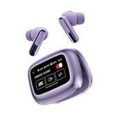 Purple Wireless Waterproof Noise Reduction InEar Bluetooth Headset LED Touch Screen