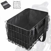 Bike Basket Front Rear,Folding Bicycle Basket with Removable Liner Bag,Large Quick Release Design Metal Ebike Basket