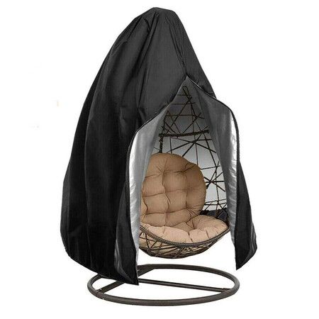 Egg Chair Cover with Zipper,Outdoor Garden Patio Hanging Chair Cover 230x200cm, Waterproof 210D Oxford Fabric Hanging Swing Seat Cover,Black