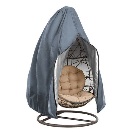 Egg Chair Cover with Zipper,Outdoor Garden Patio Hanging Chair Cover 230x200cm, Waterproof 210D Oxford Fabric Hanging Swing Seat Cover,Grey