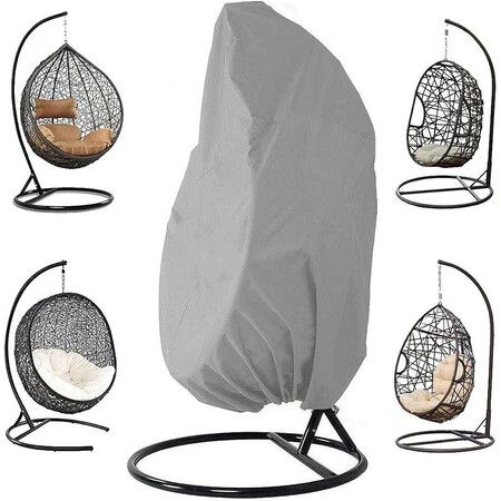 Patio Hanging Chair Cover, Egg Swing Chair Cover Waterproof Outdoor Furniture Protector Garden Pod Chair Cover 210D Oxford Fabric,Grey