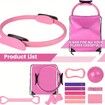 13 Pcs Pilates Rings Set For Home Gym Workouts Including Pilates Ball,Yoga Ring And Resistance Bands For Women Color Pink