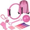 13 Pcs Pilates Rings Set For Home Gym Workouts Including Pilates Ball,Yoga Ring And Resistance Bands For Women Color Pink