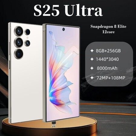 4G Smartphone 6.8inch 8GB+256GB Dual SIM Android 15 Snapdragon 8 12 Core System 72+108mp Camera Unlocked Mobile Phones With S Pen Color White