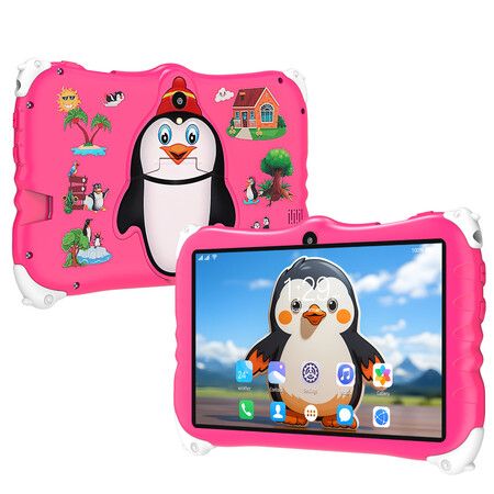 Kids Tablet 7Inch Android 14 6GB RAM 128GB Storage 16+32MP Camera Time Limits Age Filters Parental Controls Boys Girls Blue Holiday Gifts  Home School
