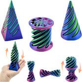 3 Pack Spiral Cone Toy,3D Printed Spiral Cone Fidget Toy,Mini Vortex Thread Illusion Desktop Decor Souvenir Gift for Anxiety Relaxing,Multicolor