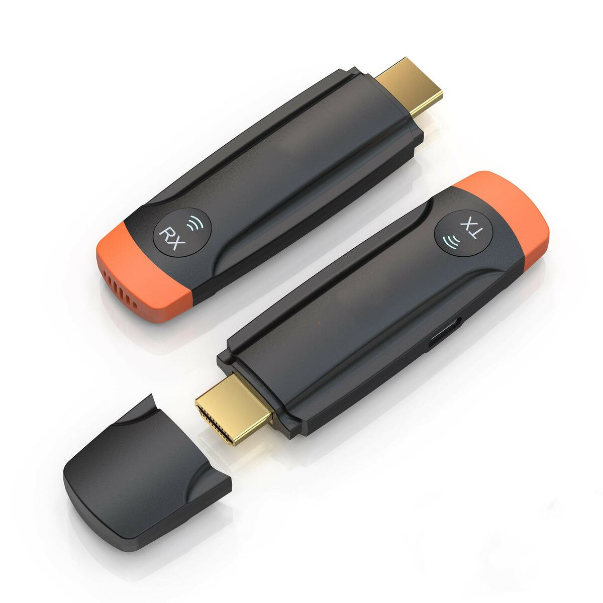 Wireless HDMI Transmitter Receiver Plug and Play with 5G,HD Extender Kit Support USB C Streaming Video Audio to Monitor from Laptop Camera STB,Orange