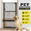 Pet Safety Gate Dog Cat Security Extra Tall Retractable Fence Enclosure Guard Kitchen Doorway Stairs Barrier with Walk Through Door 142cm Height