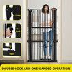 Pet Safety Gate Dog Cat Security Extra Tall Retractable Fence Enclosure Guard Kitchen Doorway Stairs Barrier with Walk Through Door 142cm Height