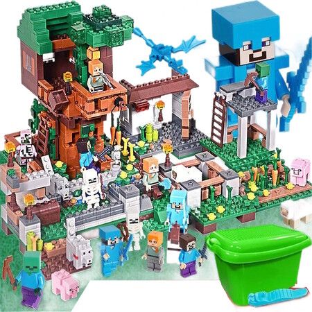 My World Building Blocks Case Creative Design Compatible Lego Small Particle War Horse  Cave House Childrens Assembled Toy Kids Moleka Village