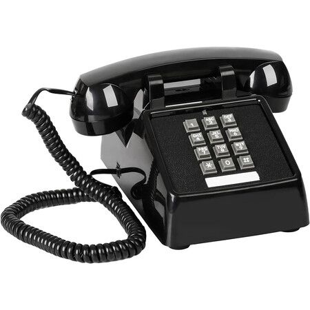 Classic Vintage Cord Phones for Landline Old Telephone with Mechanical Ringer Volume Control Retro Analog Desk Phone for Home House School,Black