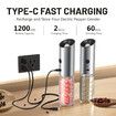 Gravity Electric Salt and Pepper Grinder Set, 2Pcs USB Rechargeable Stainless Steel Mills with Large Capacity Tall Glass