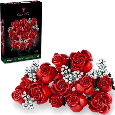 Rose Flowers Bouquet Building Set 960pcs Artificial Roses Botanical Collection Home Decor  Perfect  Birthday Valentines Gift Day Gifts Compatible with Lego