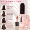 Cordless Hair Straightener for Women, USB Rechargeable Electric Hot Straightener Comb, Portable Mini Heated Hair Straightening for Travel, Pink
