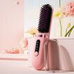 Cordless Hair Straightener for Women, USB Rechargeable Electric Hot Straightener Comb, Portable Mini Heated Hair Straightening for Travel, Pink