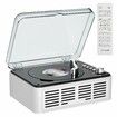 CD Player with Speakers HiFi Stereo Sound for Home,Bluetooth Retro Wood CD Music Players FM Radio with Remote Control,Support USB AUX Playback,White