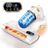 Mattress Vacuum Cleaner Cordless for Bed with UV Ultrasonic Brushroll Rotation,Double-Cup,LED Display,14Kpa Suction Handheld Vacuums(White)