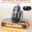 Mattress Vacuum Cleaner for Bed with UV Ultrasonic,Brushroll Rotation,Double-Cup,LED Display,14Kpa Suction 200W Powerful Handheld Vacuums(Gray Purple)