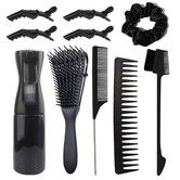 10pcs Hair Brush Comb Set Kit,Detangling Hair Comb,Hair Styling Comb,Hairdressing Spray Bottle,Hair Clips,Suitable For Daily Travel Use Color Black