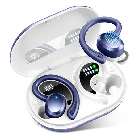 Wireless Earbuds Sport, Bluetooth 5.3 Headphones Bass HiFi Stereo Over EarBuds, IP7 Waterproof,Dark Blue