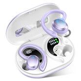 Wireless Earbuds Sport, Bluetooth 5.3 Headphones Bass HiFi Stereo Over EarBuds, 48Hrs Noise Cancelling Headset with Earhook, IP7 Waterproof,Purple