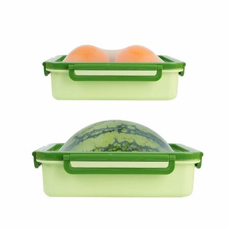 2pc Large Reusable Fruit and Vegetable Protectors,Silicone Fruit Storage Box,Fresh Stretch Capsules For Food Saver Color Green