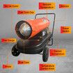Industrial Fan Heater 38kW Diesel Kerosene Space Portable for Workshop Warehouse Shed Garage Greenhouse Office Fast Heating Warm Hot Air Forced Blower