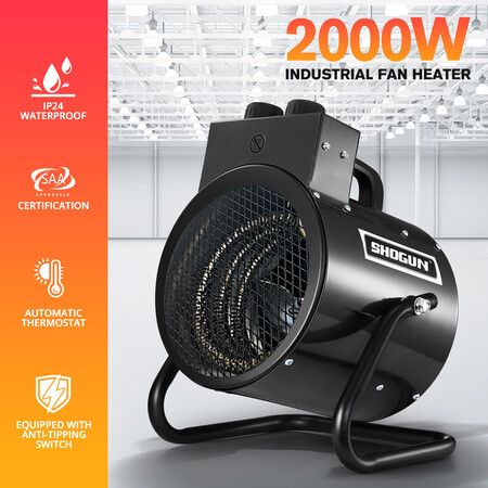 2000W Electric Fan Heater Industrial Workshop Room Space Carpet Dryer Warm Hot Air Blower Portable Standing Fast Heating with SAA Warehouse Office