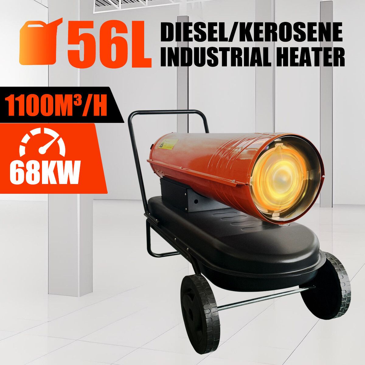 Industrial Space Heater 68kW Diesel Kerosene Air Forced Blow Fan Warm for Workshop Warehouse Shed Garage Greenhouse Office Fast Heating Shop Portable