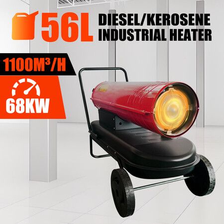 Industrial Fan Heater 68kW Diesel Kerosene Warm Space Forced Air Blower Workshop Warehouse Shed Garage Greenhouse Office Fast Heating Shop Portable