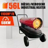 Industrial Fan Heater 68kW Diesel Kerosene Warm Space Forced Air Blower Workshop Warehouse Shed Garage Greenhouse Office Fast Heating Shop Portable