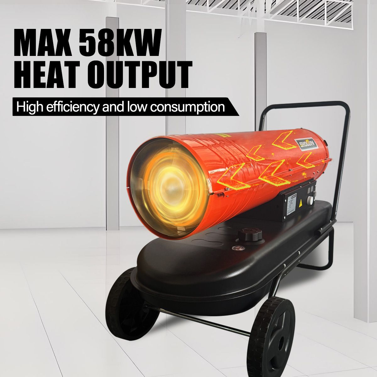 Industrial Fan Heater 58kW Diesel Kerosene Warm Space Air Blower for Workshop Warehouse Shed Garage Greenhouse Office Shop Forced Fast Heating Portable
