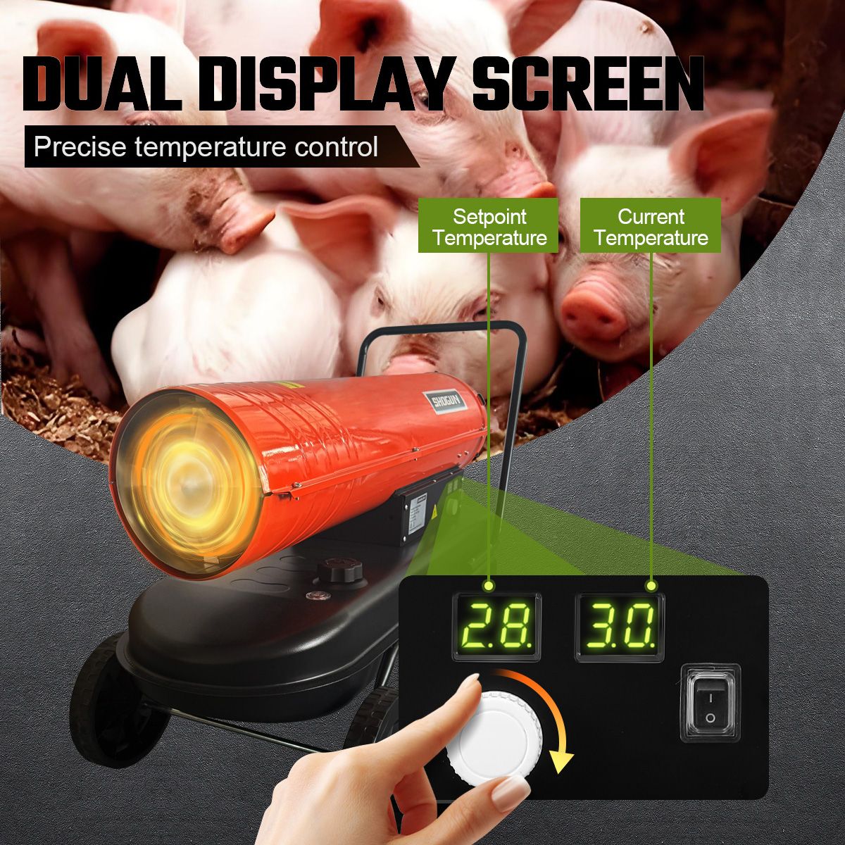 Industrial Fan Heater 58kW Diesel Kerosene Warm Space Air Blower for Workshop Warehouse Shed Garage Greenhouse Office Shop Forced Fast Heating Portable