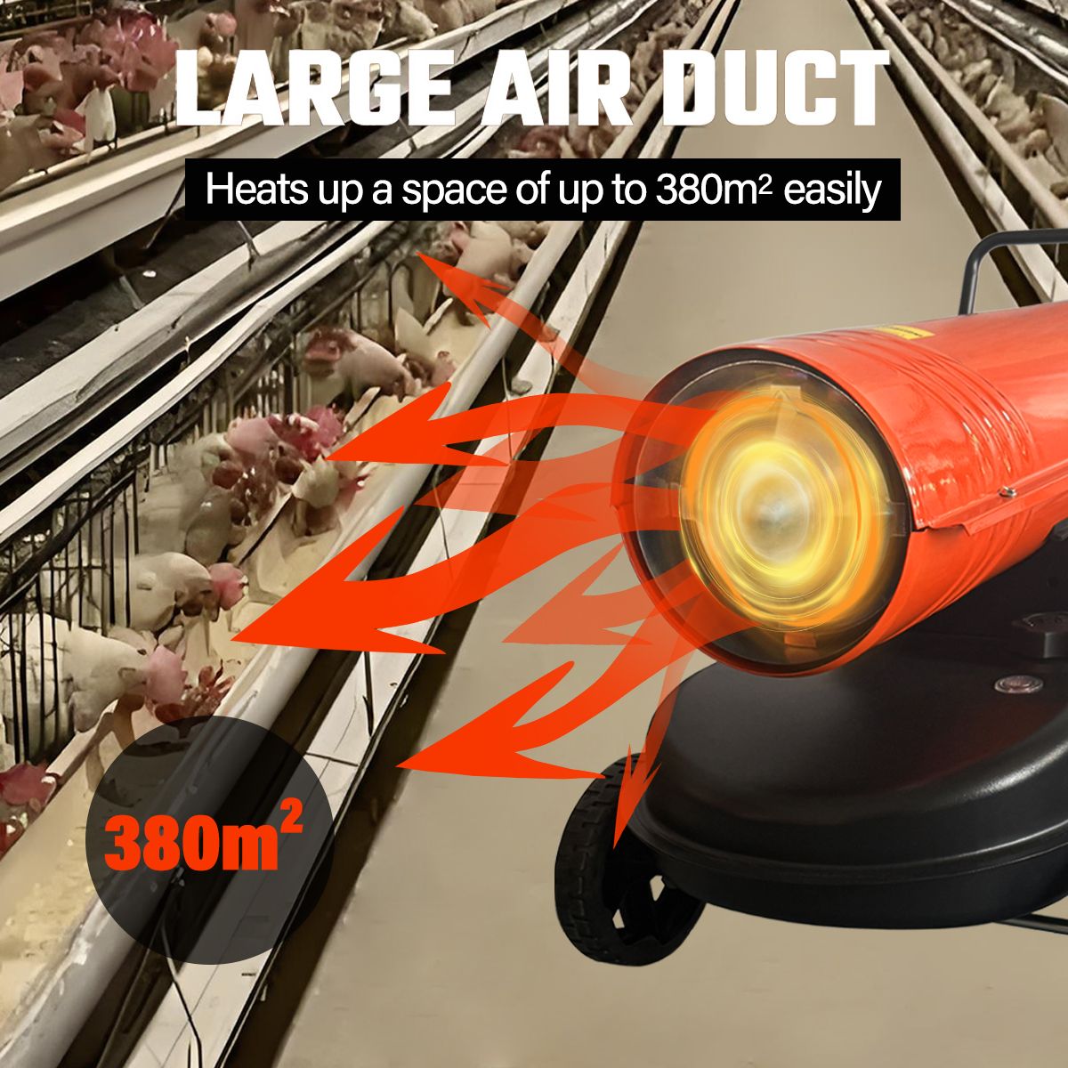Industrial Fan Heater 58kW Diesel Kerosene Warm Space Air Blower for Workshop Warehouse Shed Garage Greenhouse Office Shop Forced Fast Heating Portable