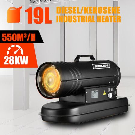 Industrial Fan Heater Diesel Kerosene Forced Warm Air Space Blower 28kW Portable for Workshop Warehouse Shed Garage Greenhouse Office Fast Heating
