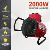 2000W Industrial Fan Heater Electric Carpet Dryer Hot Air Blower Space Standing for Workshop Room Office Warehouse Garage Greenhouse Fast Heating