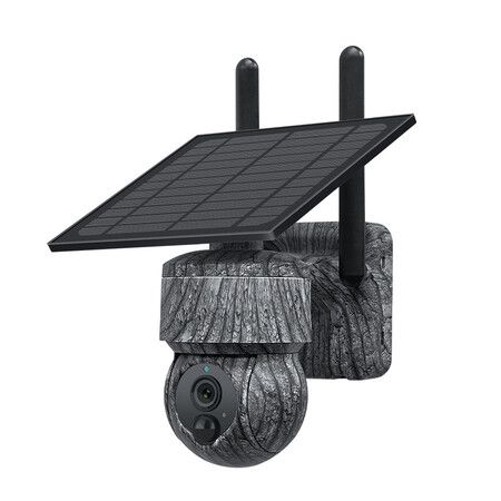 Cellular Trail Camera 4G LTE Wireless Hunting Game Solar Security Camera, 2K 4MP 360 Degree PTZ Live View, PIR Motion Detection IR Night Vision, NO WIFI