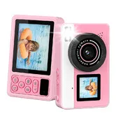 Digital Camera Waterproof, 10FT Underwater Camera with Dual Screens, 18X Digital Zoom, Selfie Cameras for Teens Beginners, Pink